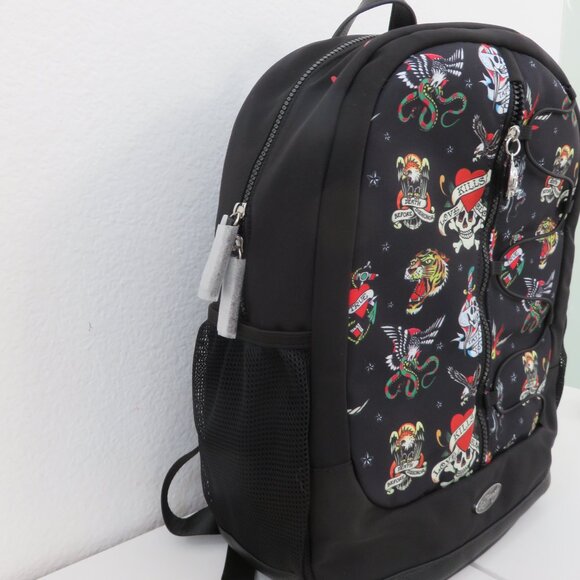 Ed Hardy Adult Size Black and Red Backpack - Picture 5 of 8